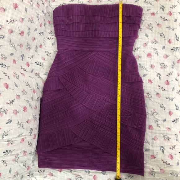 Like new BCBGMaxAzria cocktail dress strapless dress purple mini dress - Picture 6 of 10